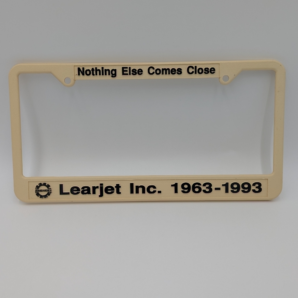 Vintage Learjet Inc.  License Plate Frame Holder 1963-1993 Anniversary Aviation